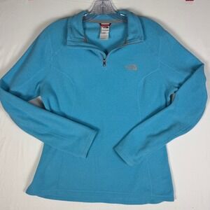 The North Face TKA 100 Fleece Pullover Womens Medium Blue Quarter Zip Sweater